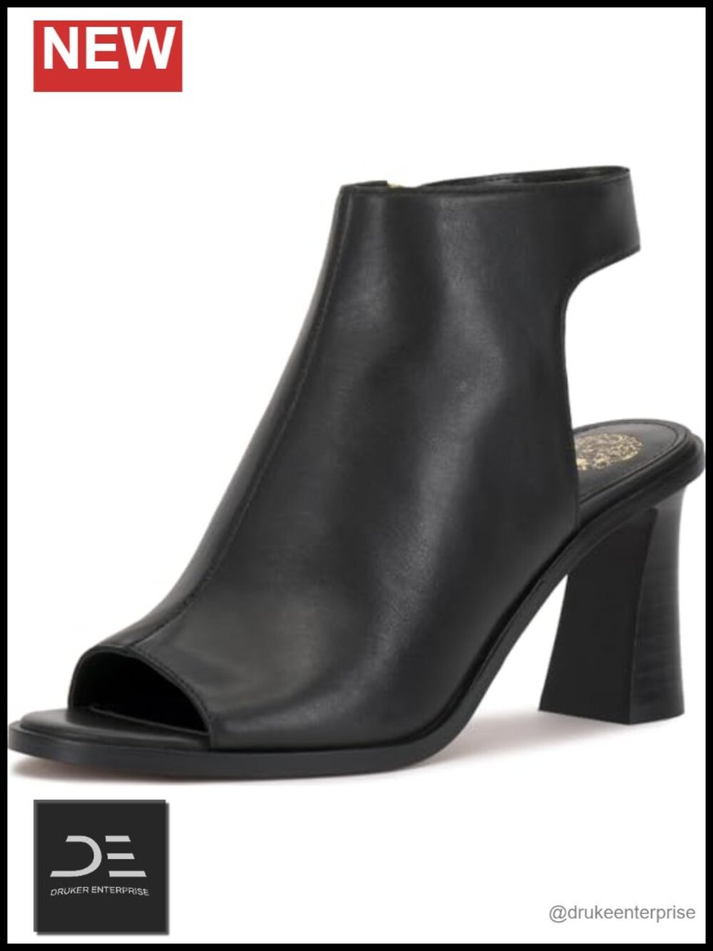 Leather Peep Toe High Heel Sandals with Ankle Strap Zip Closure